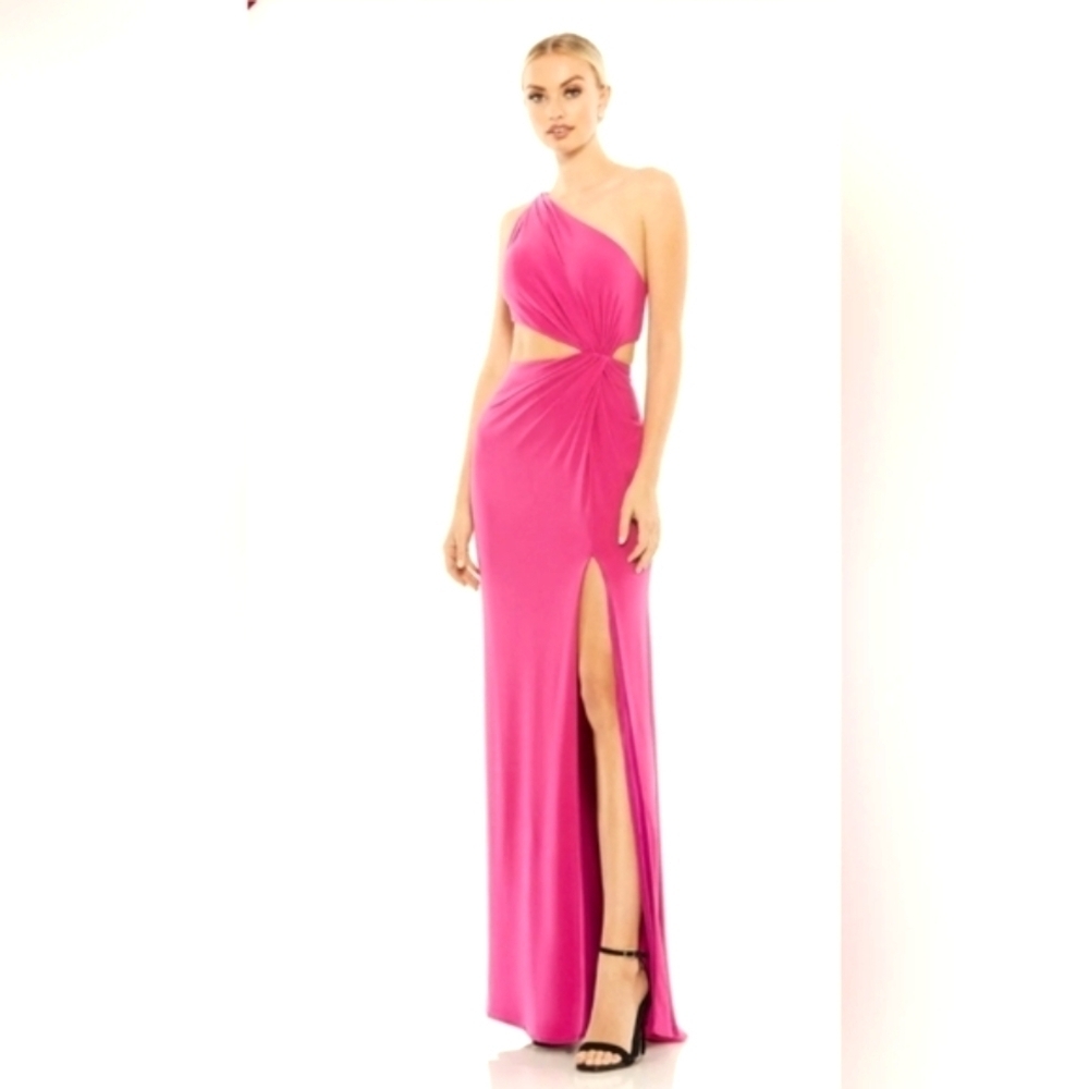 NWT! Mac Duggal, One-Shoulder Jersey Gown, Magenta, Multiple Sizes, MSRP $348
